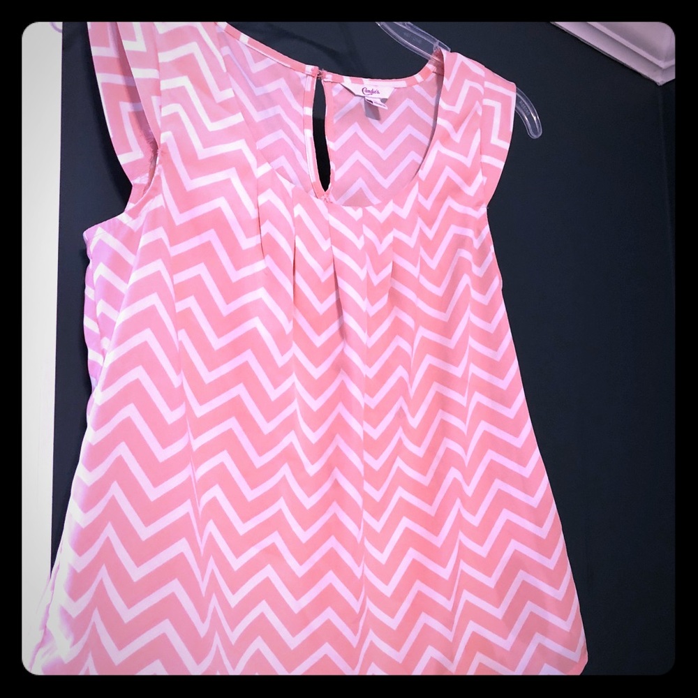 Pink and white chevron top